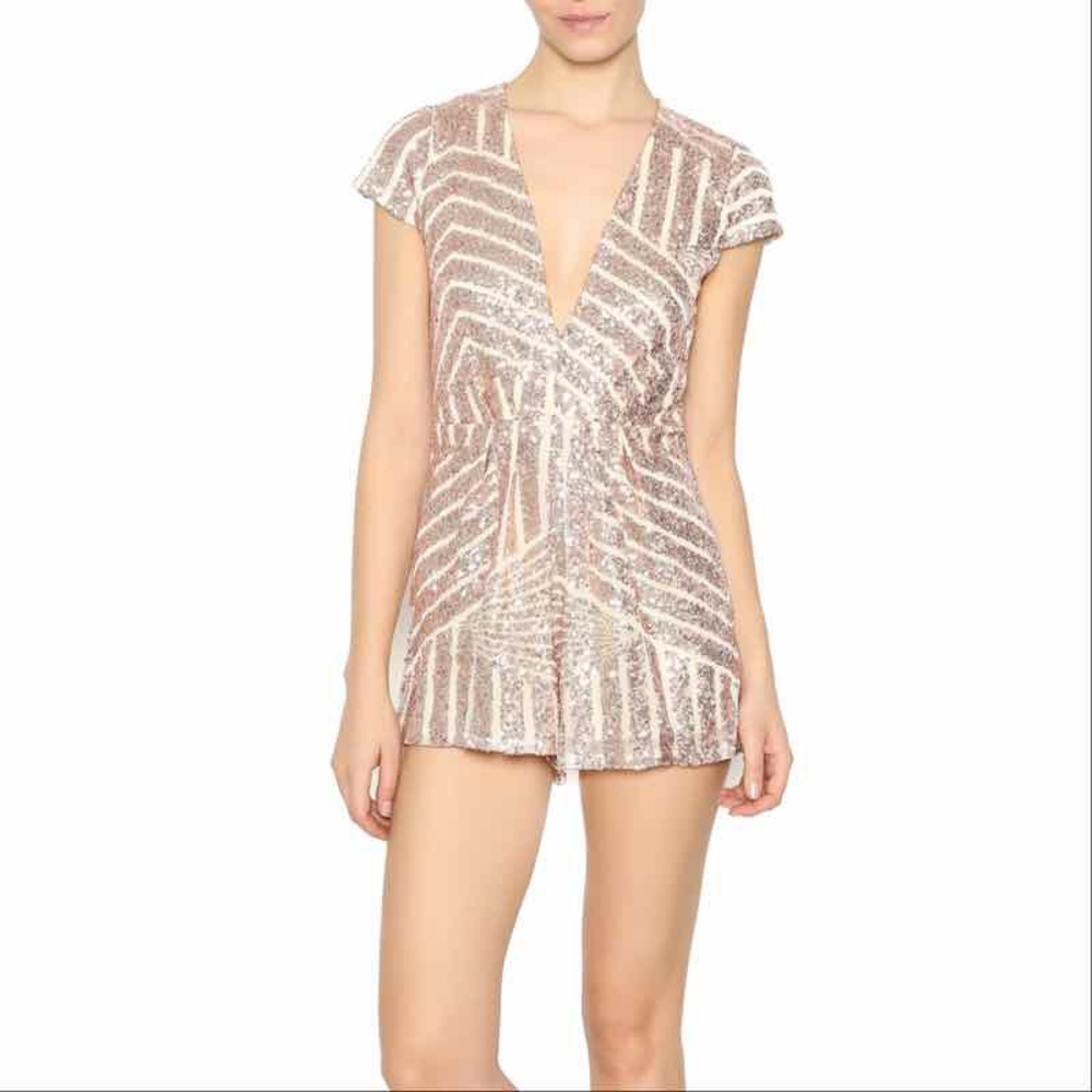 Reverse rose gold sequin romper